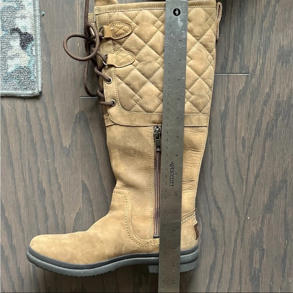Ugg Boots Elsa Deco Sz 6.5 Chestnut Brown Quilted Waterproof Tall Leather EUC - Picture 6 of 13